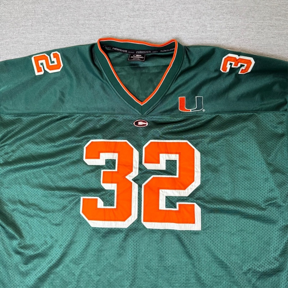 Vintage Rare Miami Hurricanes #32 Men's 4XL Colosseum Football Jersey Green NCAA - Picture 13 of 14